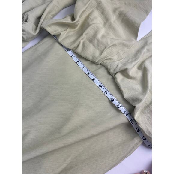 NWOT Asos Designs Size 12 High Neck Plunge Maxi Dress Blouson Sleeves Soft Green - Picture 12 of 13